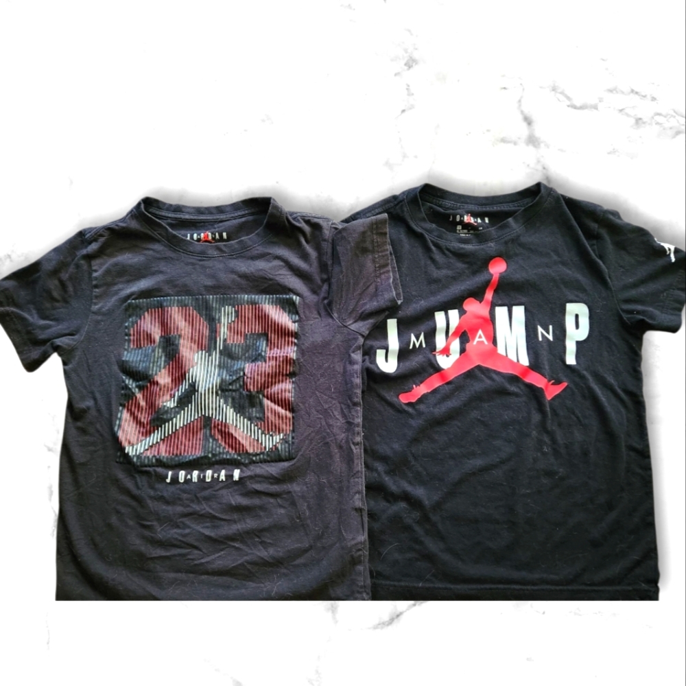 Jordan Kids Black Graphic Tees - 23 and Jumpman Designs- Kids Size 10-12